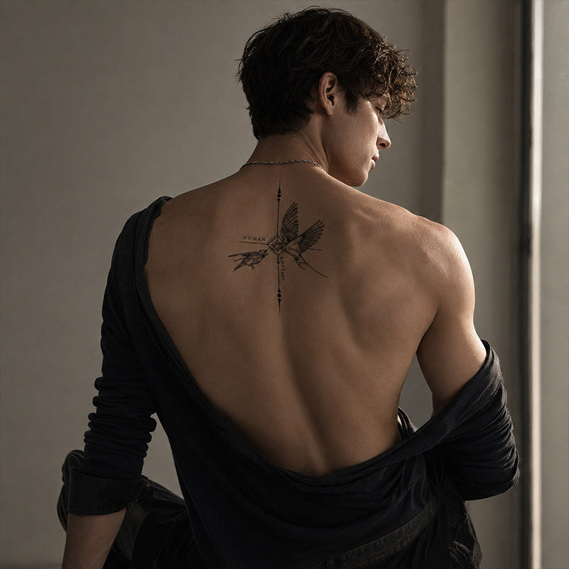 Swallow Love Temporary Tattoo Stickers for Arm and Collarbone