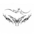 Starlit Veil black succubus chest temporary tattoo design with butterfly and star motif
