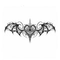 Nightwing Crest black succubus chest temporary tattoo design with bat wings and gothic crest