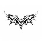 Infernal Heart black succubus chest temporary tattoo with tribal demon wings