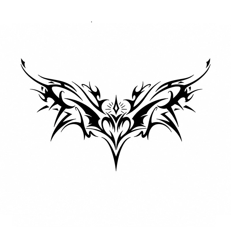 Infernal Heart black succubus chest temporary tattoo with tribal demon wings