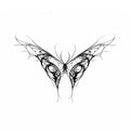 Phantom Veil black succubus chest temporary tattoo with ethereal butterfly wings and fine gothic lines