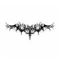 Infernal Crest black succubus chest temporary tattoo with ornate gothic wings and symmetrical tribal details