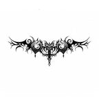 Infernal Crest black succubus chest temporary tattoo with ornate gothic wings and symmetrical tribal details