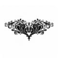 Midnight Bloom black succubus chest temporary tattoo with elegant floral heart scrollwork