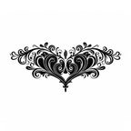Midnight Bloom black succubus chest temporary tattoo with elegant floral heart scrollwork