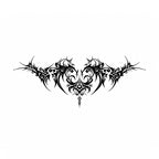 Thorn Oath black succubus chest temporary tattoo with sharp tribal heart and gothic scrollwork
