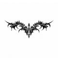 Nightfang black succubus chest temporary tattoo with gothic bat wings and ornate center crest