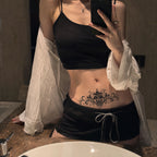 Baroque Bloom Chest Temporary Tattoo – Elegant Floral Gothic Ornament for Chest & Lower Stomach