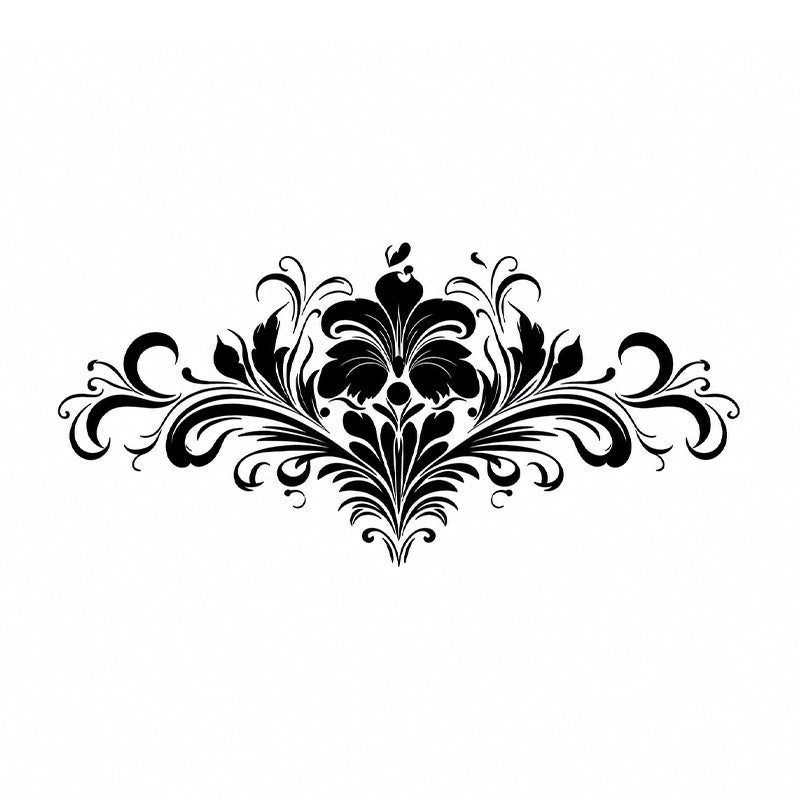 Baroque Bloom Chest Temporary Tattoo – Elegant Floral Gothic Ornament for Chest & Lower Stomach