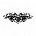 Baroque Noir black ornamental scrollwork temporary tattoo with symmetrical gothic flourishes