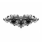 Baroque Noir black ornamental scrollwork temporary tattoo with symmetrical gothic flourishes