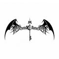 Shadow Key bat wings temporary tattoo with gothic key centerpiece and tribal black design