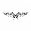 Dark butterfly temporary tattoo with chains, abstract tribal lines, and gothic wing details