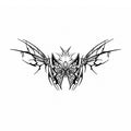 Black tribal butterfly temporary tattoo with abstract fairy wings and symmetrical gothic linework
