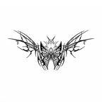 Black tribal butterfly temporary tattoo with abstract fairy wings and symmetrical gothic linework