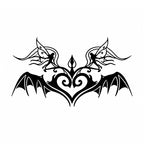 black fairy bat wing succubus temporary tattoo with gothic heart design