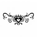 black tribal heart succubus temporary tattoo with elegant gothic ornamental swirls