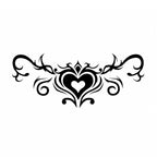 black tribal heart succubus temporary tattoo with elegant gothic ornamental swirls