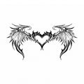 black celestial wing heart succubus temporary tattoo with symmetrical feather wings