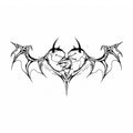 black broken heart succubus temporary tattoo with gothic bat wings and thorn details
