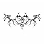 black broken heart succubus temporary tattoo with gothic bat wings and thorn details