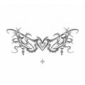 black gothic cyber heart succubus temporary tattoo with chains and abstract tribal lines